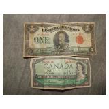 1923 LARGE Size Canada $1 & 1954 $1