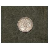 1859 SILVER 3 cent Trime XF ish to me U Grade