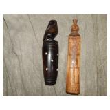 OLD Indonisian Carved/etched Bone containers