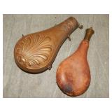 OLDER  Powder Flask & Leather Shot Bag