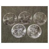 5 American Eagle .999 SILVER Troy Ounce Coins
