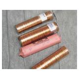 4 UNC Rolls 1960 P LD, 64 P, 63 D & 66 P Cents