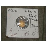 2000 Liberia .5 gram .999 Gold JFK coin