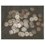 50 Mostly Roosevelt Silver Coins 1964 & Earlier