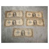 5 1923 $1 SILVER Certificates LARGE size
