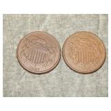 1867 & 1868 Two Cent Pieces DECENT coins