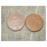 1865 & 1866 Two Cent Pieces DECENT coins
