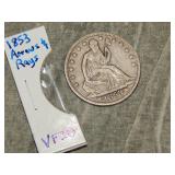 1853 Arrows & Rays Half Dollar VF to me U Grade