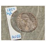 1827 sq 2 Bust Half Dollar AU to me U Grade