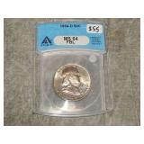 1954 D Franklin Half Dollar ANACS MS64 FBL