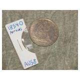 1854 O Liberty Seated Quarter Au to me U Grade