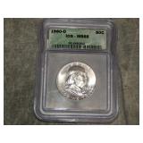1960 D Franklin Half Dollar ICG MS65