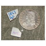 1827 sq2 BUST Half Dollar with AU Detail to me U r