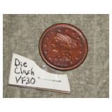1955 Large Cent VF+ RARE CLASHED DIES