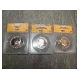 3 Graded Kennedy Half Proofs 2 are 40% SILVER