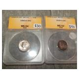 Mercury Dimes 40 D MS64FSB & 38 S MS62FSB