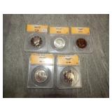 5 Graded Kennedy Half Dollars Proofs etc.