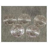 5 American Eagle .999 Troy Ounce SILVER coins