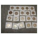 20 Kennedy 1964 D 90% SILVER Half Dollars UNC