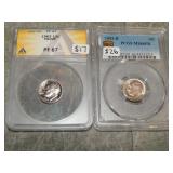 Roosevelt Dimes 1962 PF67 & 52 D  MS66FB