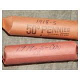 Rolls of 50 ea 1918 S & 1919 S Lincoln Cents
