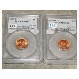 Lincoln Cents 1957 D MS66RD & 1959 D MS66RD