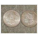 1879 O & 1889 O Morgan SILVER Dollars NICE
