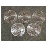 5 American Eagle .999 Troy Ounce SILVER coins