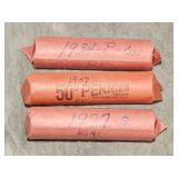 1934 P, 1937 P & 1937 S Circulated Rolls of 50 Cet