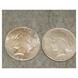1922 S & 1925 P Peace SILVER Dollars