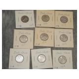 9 French Indochina 10 Centimes SILVER coins UNCish