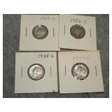 4 Decent Mercury Dimes 1917 S, 26 S, 38 S & 44 D