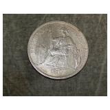 1910 A French Indochina 90% SILVER Piastre Large
