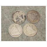 4 Liberty Seated Dimes with good dates