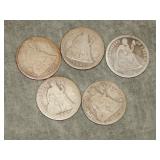 5 Liberty Seated Dimes with good dates