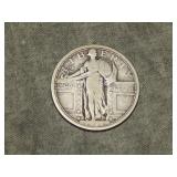 1917 P V1 Standing Liberty Quarter Breast exposed