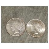 1923 S & 1925 P Peace SILVER Dollars '25 lks UNCih
