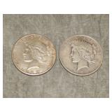 1923 S & 1927 D Peace SILVER Dollars