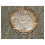 1921 H French Indochina 90% SILVER Piastre Large