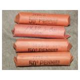 1937 D & S, 38 D &39 S Circulated Cent Rolls of 50