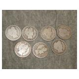 7 Barber SILVER Quarters