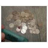 50 Roosevelt 90% SILVER Dimes all 1949 S