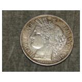 1850 France 5 Franc SILVER (dollar sz) XF NICE