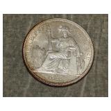 1921 French Indochina 90% SILVER Piastre 27 gr