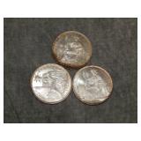 3 Indochina 1922, 23  SILVER 20 Centimes UNCish