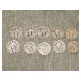 10 Standing Liberty SILVER Quarters