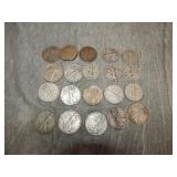 20 Walking Liberty SILVER Half Dollars 1937-43ish