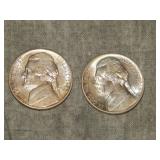 1942 S & 1944 D SILVER War Nickels UNC to me U Gra