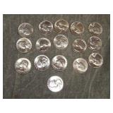 16 UNC Washington 90% Silver Quarters