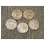 5 Taiwan 1949 5 Jaio SILVER Coins .79 ozt